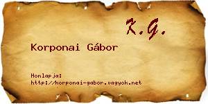 Korponai Gábor névjegykártya